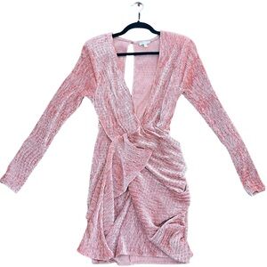 Velvet Pink V-Deep Plunge Cocktail Dress – Size L